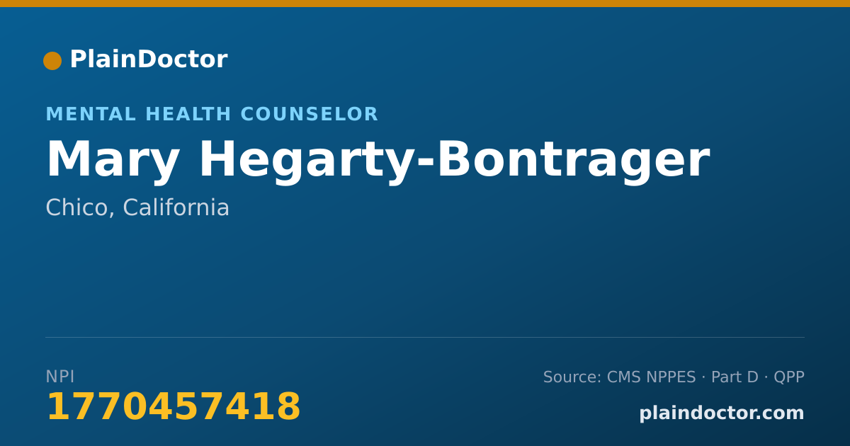 Shareable card for Mary Hegarty-Bontrager - Mental Health Counselor, Chico, CA