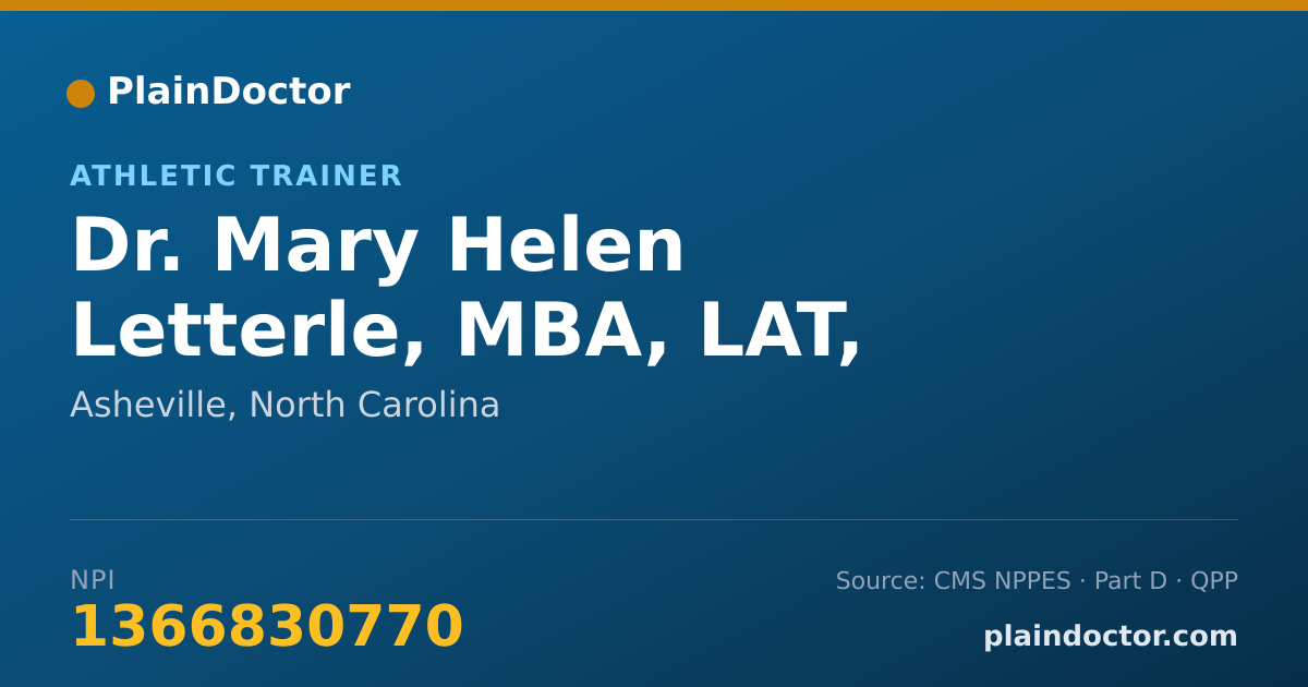 Shareable card for Mary Helen Letterle, MBA, LAT, ATC - Athletic Trainer, Asheville, NC