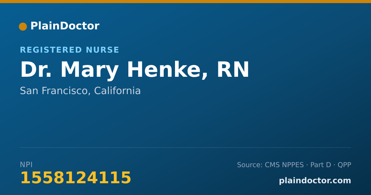Shareable card for Mary Henke, RN - Registered Nurse, San Francisco, CA