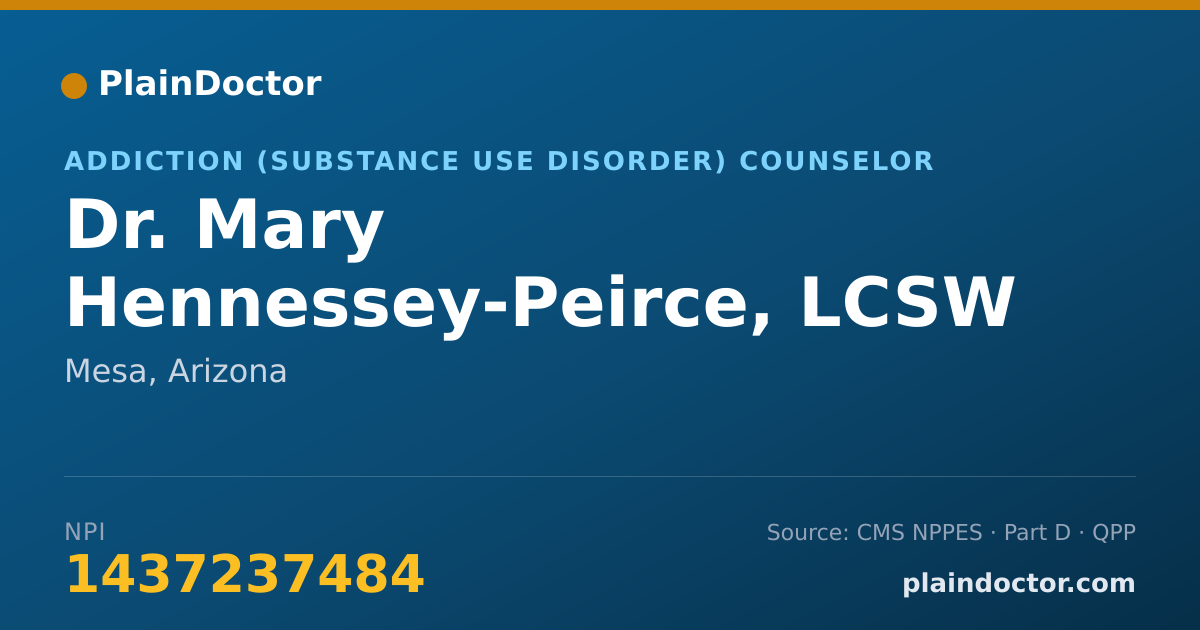 Shareable card for Mary Hennessey-Peirce, LCSW - Addiction (Substance Use Disorder) Counselor, Mesa, AZ