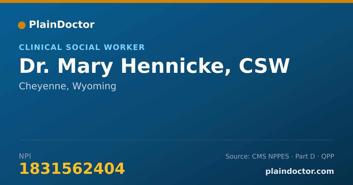 Shareable card for Mary Hennicke, CSW - Clinical Social Worker, Cheyenne, WY