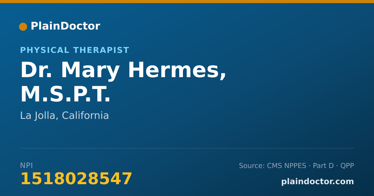 Shareable card for Mary Hermes, M.S.P.T. - Physical Therapist, La Jolla, CA
