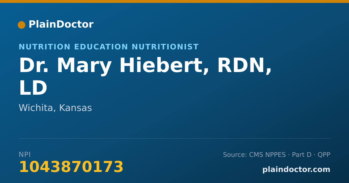 Shareable card for Mary Hiebert, RDN, LD - Nutrition Education Nutritionist, Wichita, KS