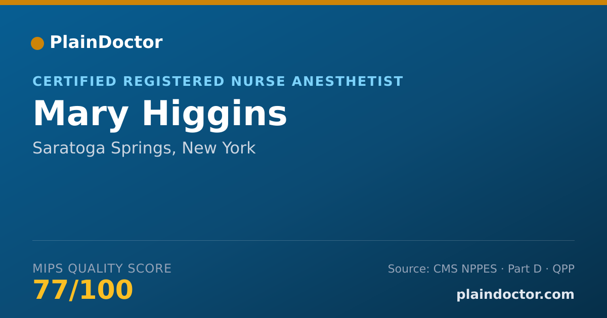 Shareable card for Mary Higgins - Registered Nurse, Saratoga Springs, NY