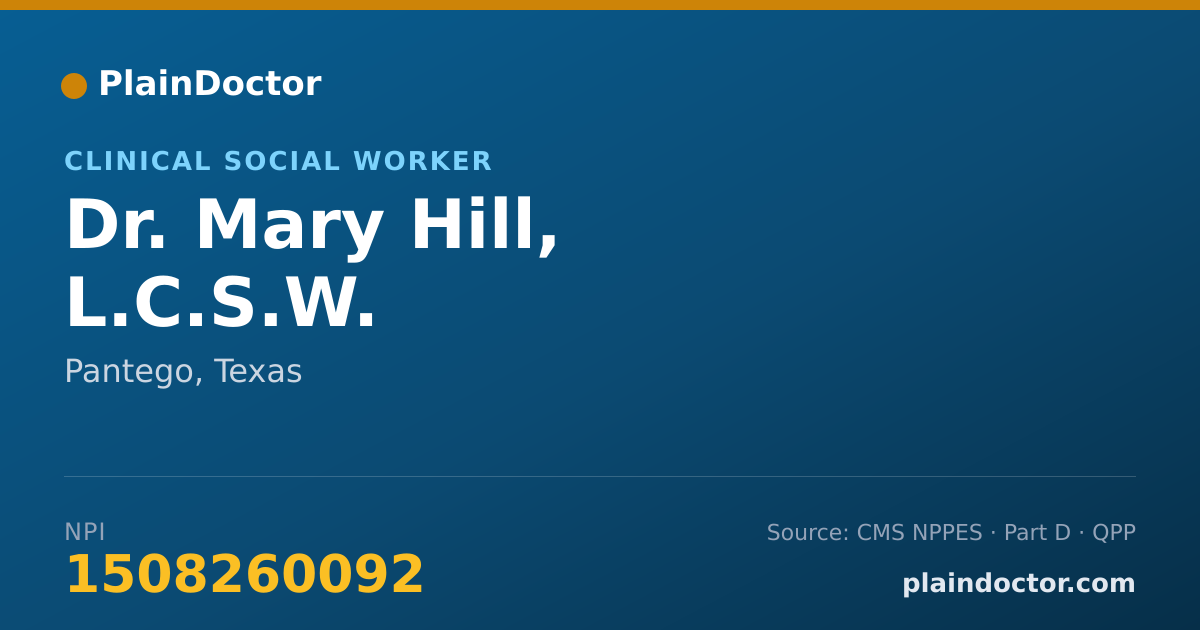 Shareable card for Mary Hill, L.C.S.W. - Clinical Social Worker, Pantego, TX