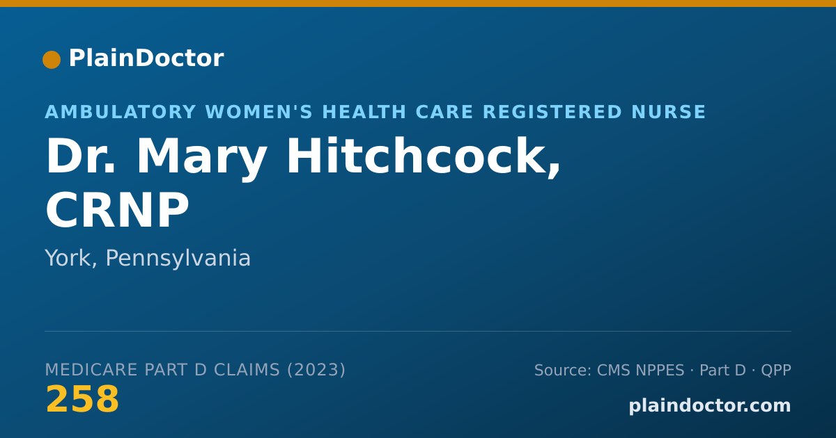 Shareable card for Mary Hitchcock, CRNP - Ambulatory Women's Health Care Registered Nurse, York, PA