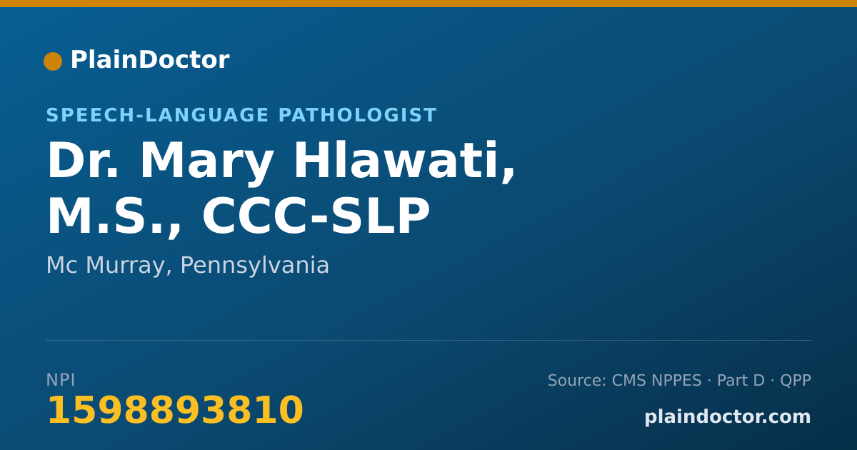 Shareable card for Mary Hlawati, M.S., CCC-SLP - Speech-Language Pathologist, Mc Murray, PA