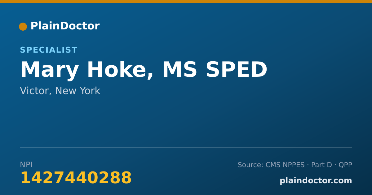 Shareable card for Mary Hoke, MS SPED - Specialist, Victor, NY