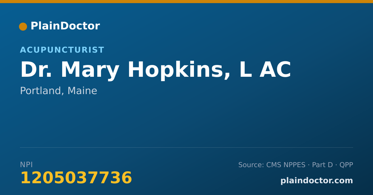 Shareable card for Mary Hopkins, L AC - Acupuncturist, Portland, ME