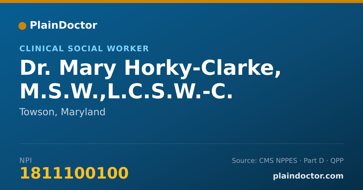 Shareable card for Mary Horky-Clarke, M.S.W.,L.C.S.W.-C. - Clinical Social Worker, Towson, MD