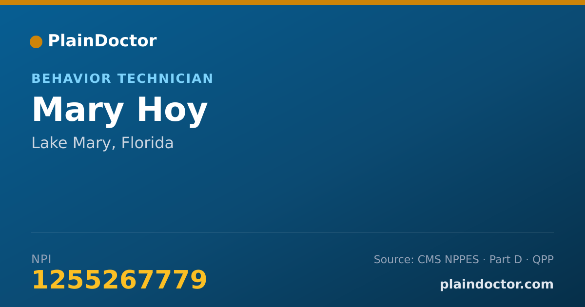 Shareable card for Mary Hoy - Behavior Technician, Lake Mary, FL