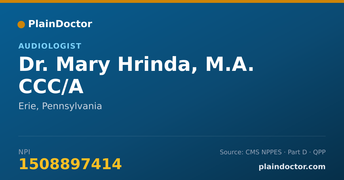 Shareable card for Mary Hrinda, M.A. CCC/A - Audiologist, Erie, PA