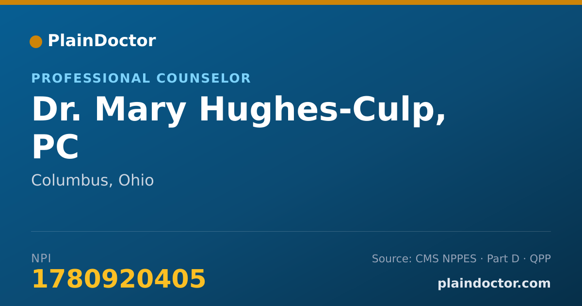 Shareable card for Mary Hughes-Culp, PC - Professional Counselor, Columbus, OH