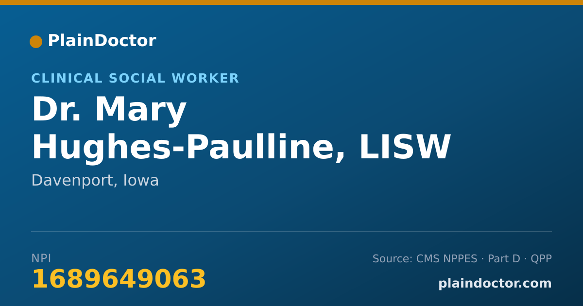 Shareable card for Mary Hughes-Paulline, LISW - Clinical Social Worker, Davenport, IA
