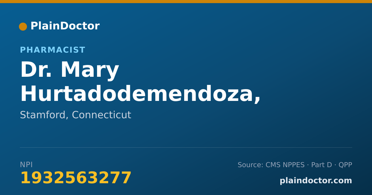 Shareable card for Mary Hurtadodemendoza, PHARM D - Pharmacist, Stamford, CT