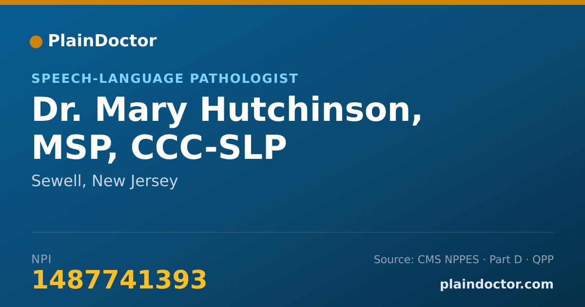 Shareable card for Mary Hutchinson, MSP, CCC-SLP - Speech-Language Pathologist, Sewell, NJ
