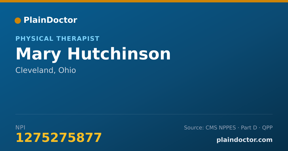 Shareable card for Mary Hutchinson - Physical Therapist, Cleveland, OH
