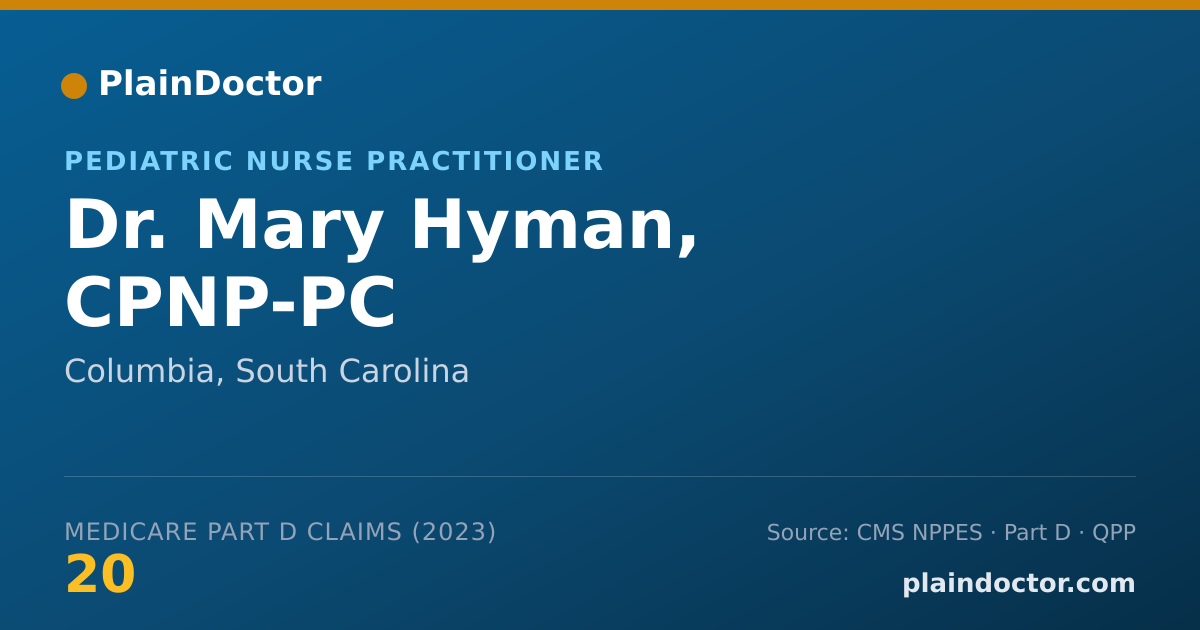 Shareable card for Mary Hyman, CPNP-PC - Pediatric Nurse Practitioner, Columbia, SC