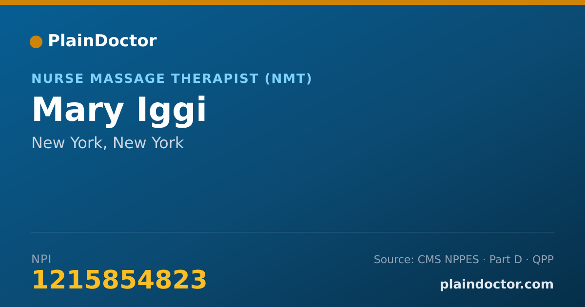 Shareable card for Mary Iggi - Nurse Massage Therapist (NMT), New York, NY