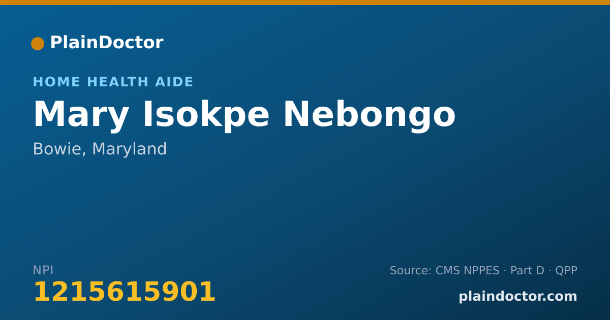 Shareable card for Mary Isokpe Nebongo - Home Health Aide, Bowie, MD