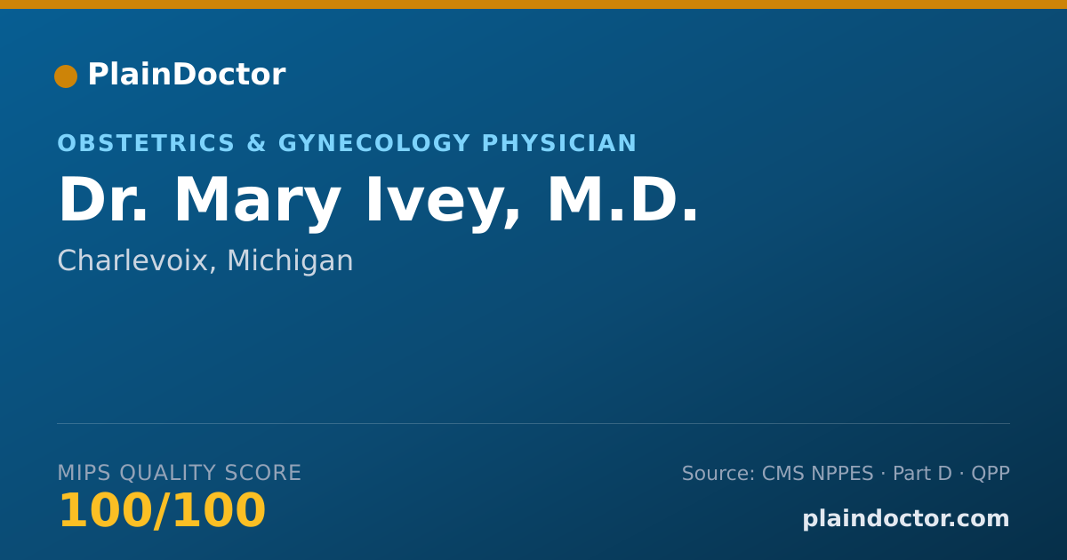 Shareable card for Mary Ivey, M.D. - Obstetrics & Gynecology Physician, Charlevoix, MI