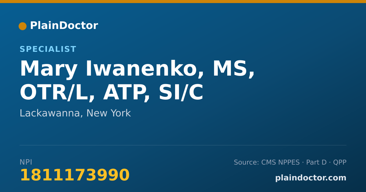 Shareable card for Mary Iwanenko, MS, OTR/L, ATP, SI/C - Specialist, Lackawanna, NY