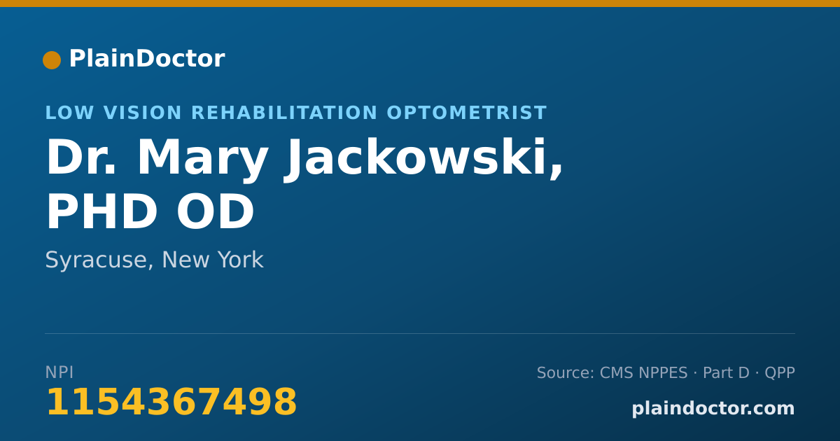 Shareable card for Mary Jackowski, PHD OD - Low Vision Rehabilitation Optometrist, Syracuse, NY