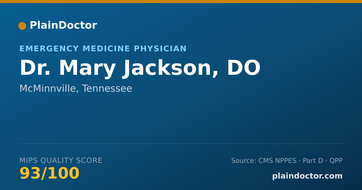 Shareable card for Mary Jackson, DO - Emergency Medicine Physician, McMinnville, TN