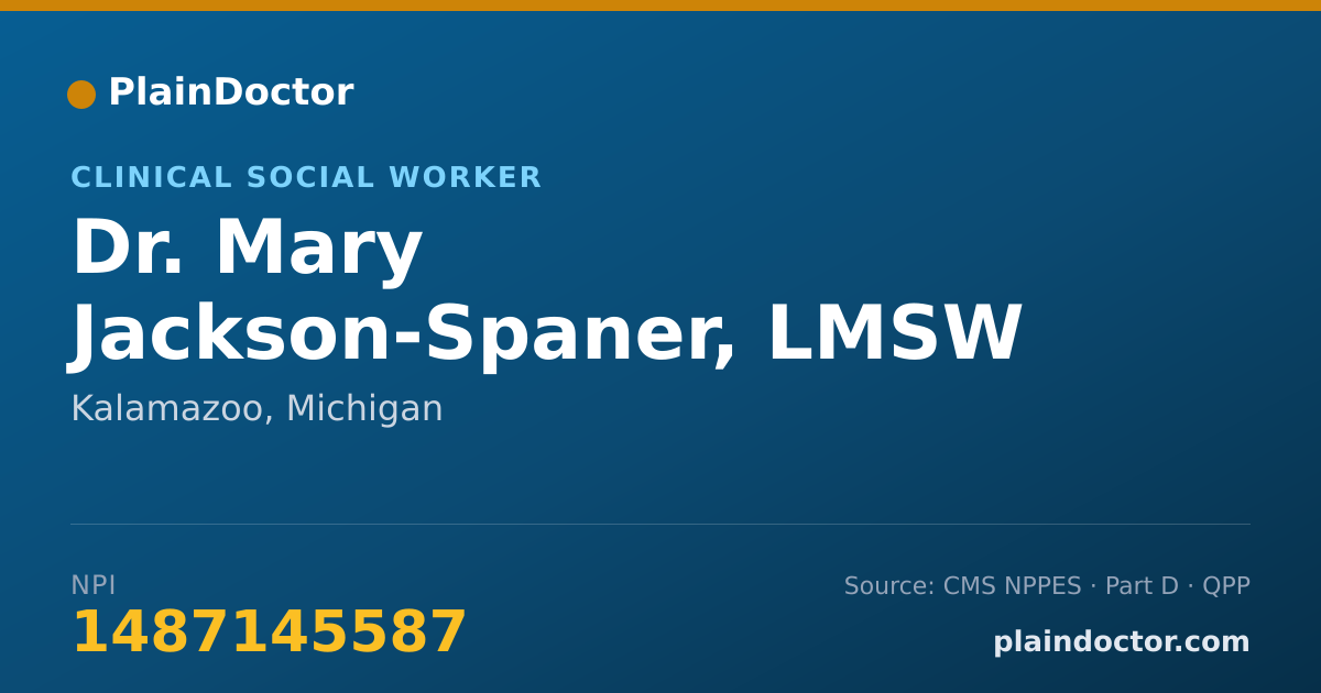 Shareable card for Mary Jackson-Spaner, LMSW - Clinical Social Worker, Kalamazoo, MI