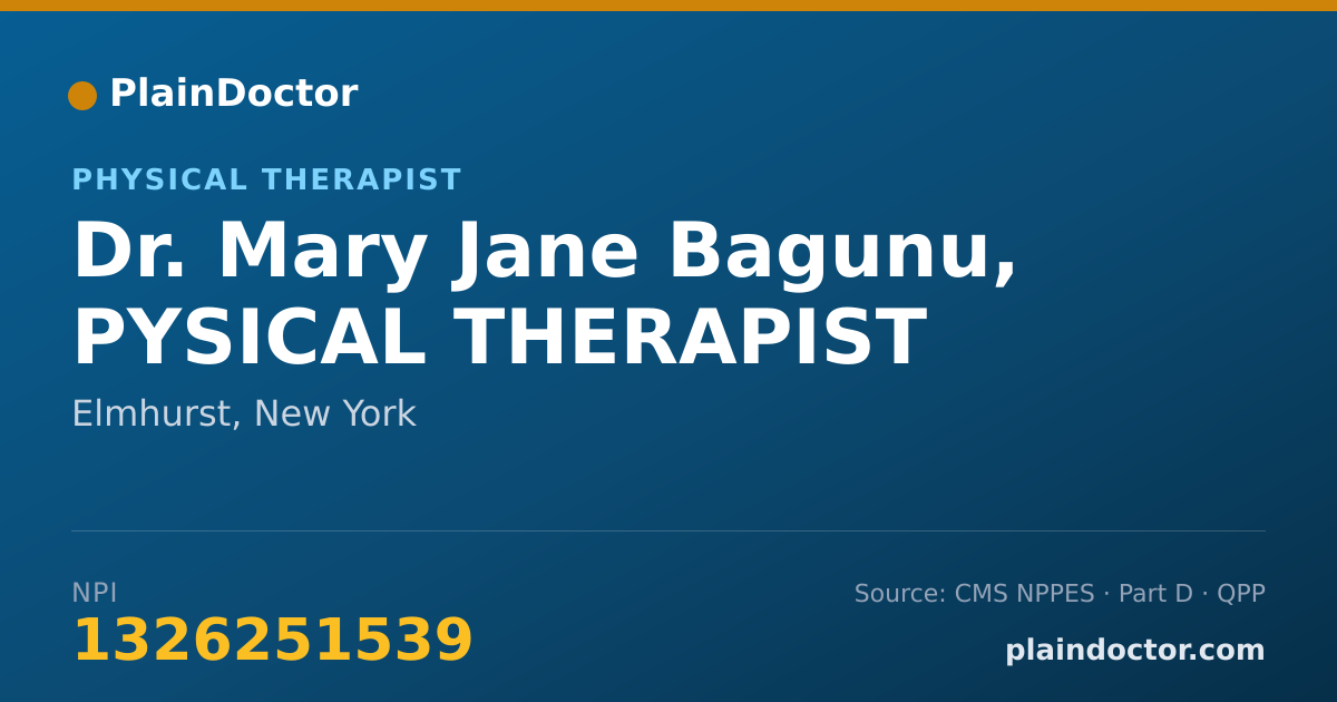 Shareable card for Mary Jane Bagunu, PYSICAL THERAPIST - Physical Therapist, Elmhurst, NY