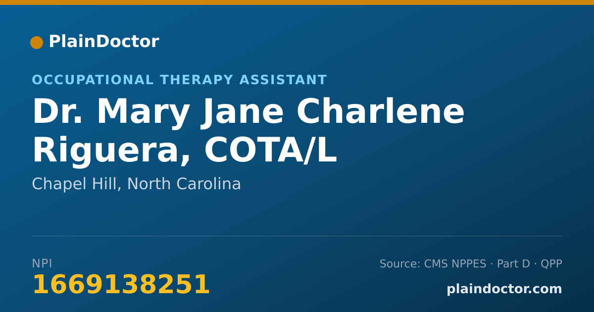 Shareable card for Mary Jane Charlene Riguera, COTA/L - Occupational Therapy Assistant, Chapel Hill, NC