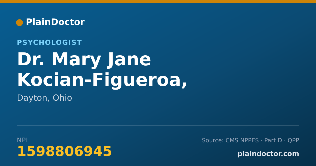 Shareable card for Mary Jane Kocian-Figueroa, PSY.D. - Psychologist, Dayton, OH