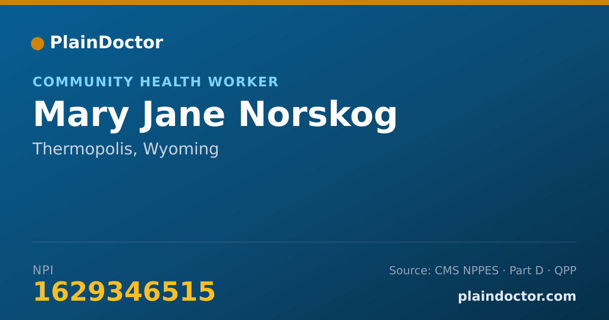 Shareable card for Mary Jane Norskog - Community Health Worker, Thermopolis, WY