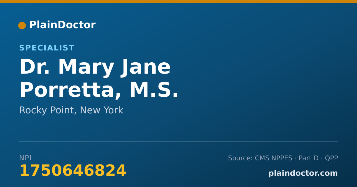 Shareable card for Mary Jane Porretta, M.S. - Specialist, Rocky Point, NY