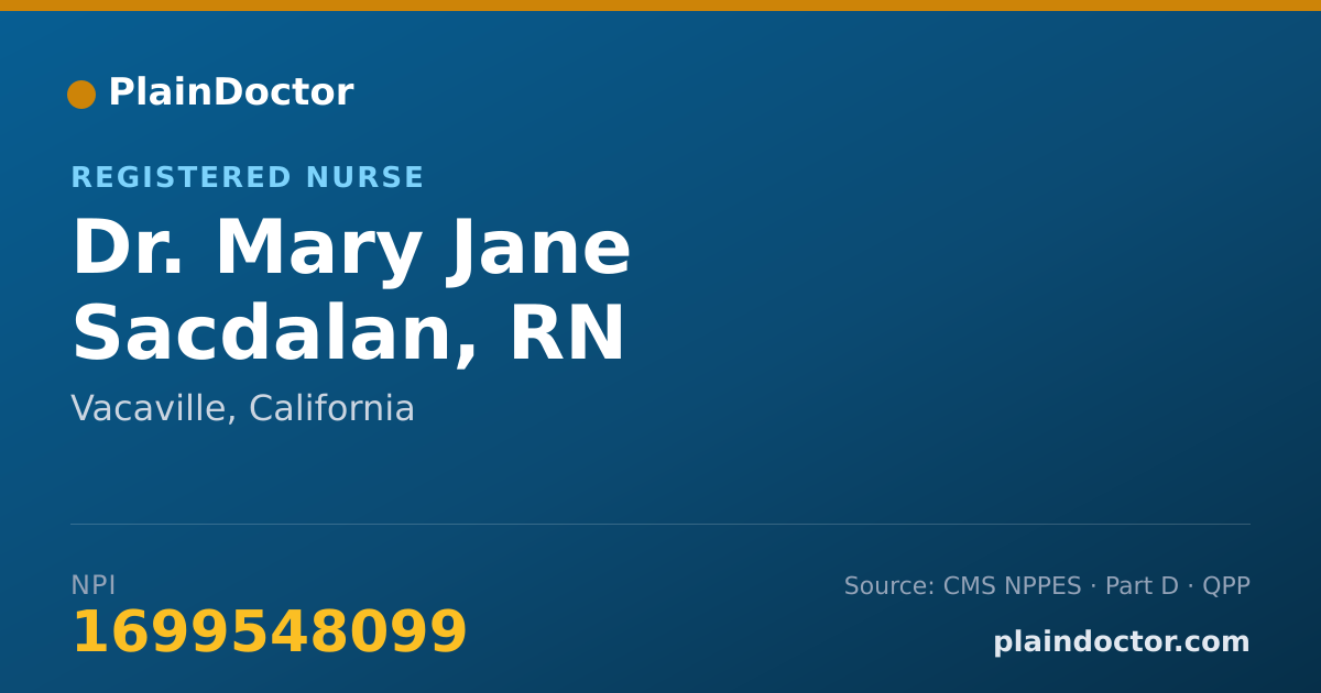 Shareable card for Mary Jane Sacdalan, RN - Registered Nurse, Vacaville, CA