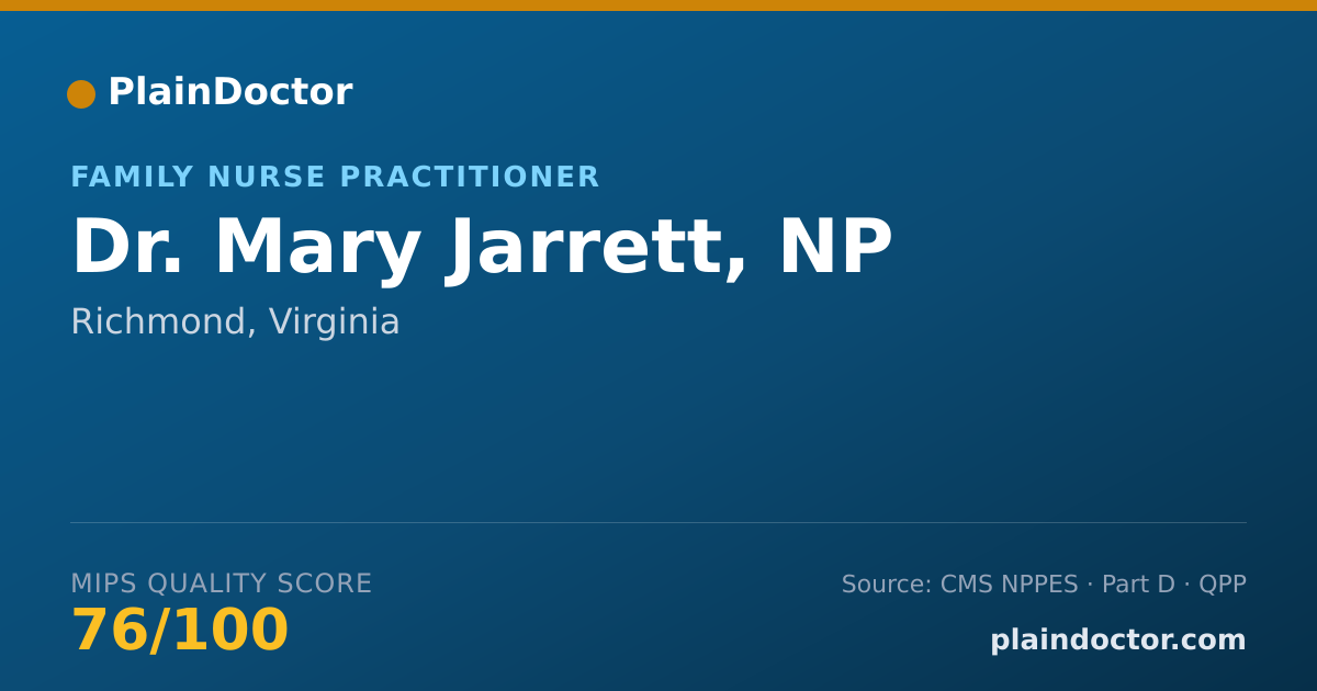 Shareable card for Mary Jarrett, NP - Family Nurse Practitioner, Richmond, VA