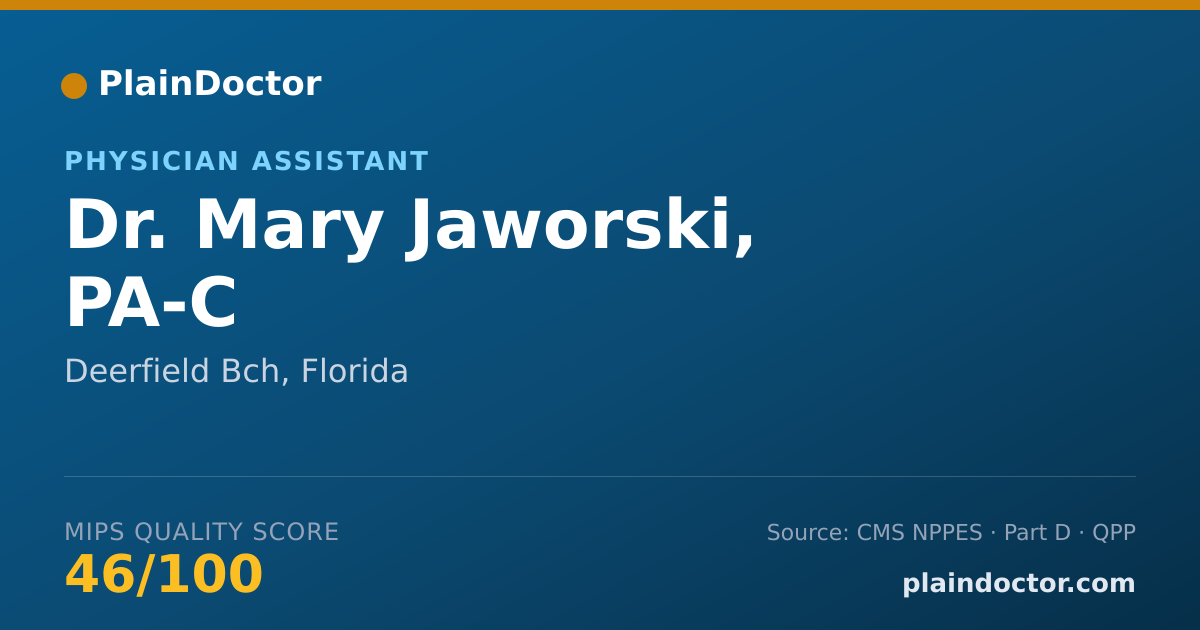 Shareable card for Mary Jaworski, PA-C - Physician Assistant, Deerfield Bch, FL