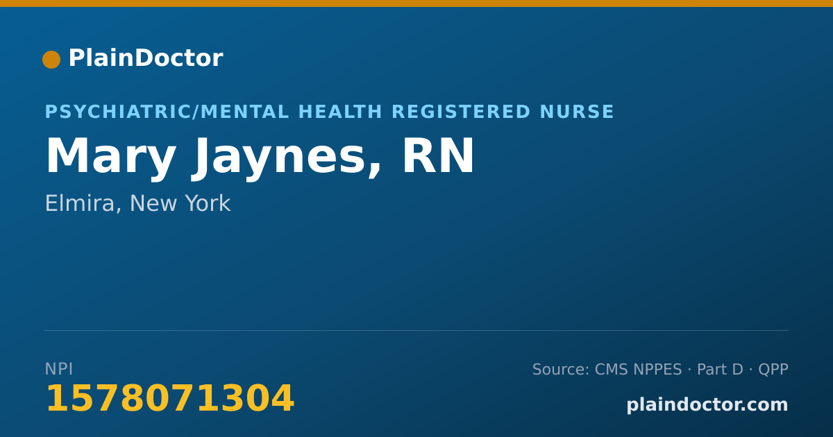 Shareable card for Mary Jaynes, RN - Psychiatric/Mental Health Registered Nurse, Elmira, NY