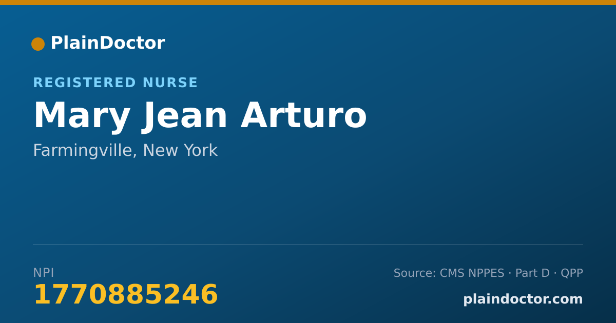 Shareable card for Mary Jean Arturo - Registered Nurse, Farmingville, NY