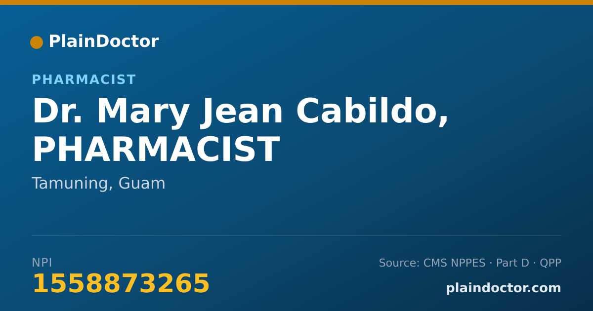 Shareable card for Mary Jean Cabildo, PHARMACIST - Pharmacist, Tamuning, GU