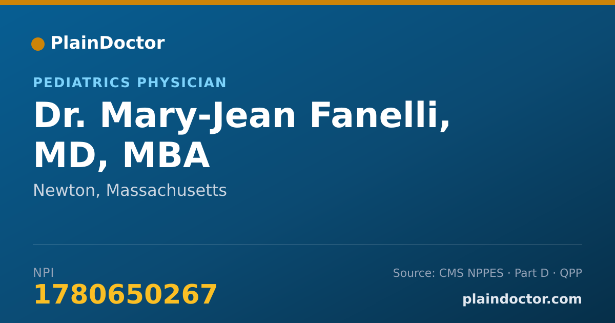 Shareable card for Mary-Jean Fanelli, MD, MBA - Pediatrics Physician, Newton, MA