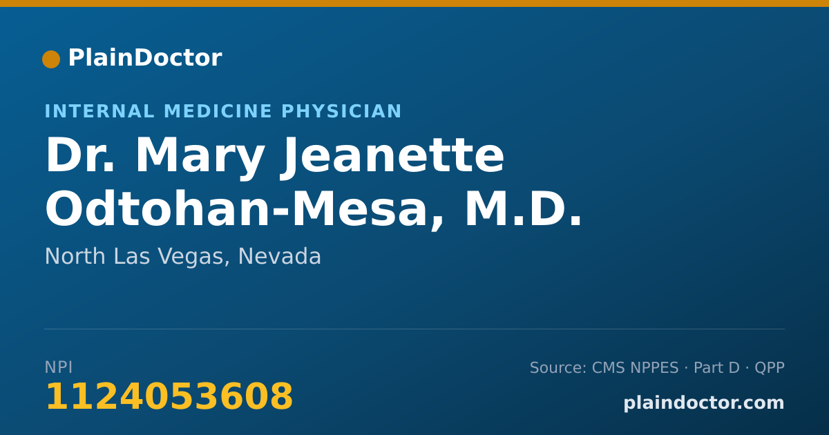 Shareable card for Mary Jeanette Odtohan-Mesa, M.D. - Internal Medicine Physician, North Las Vegas, NV