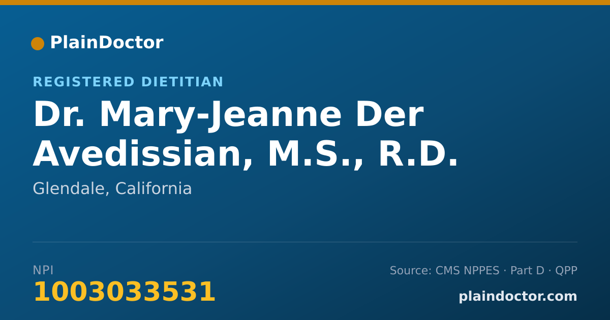 Shareable card for Mary-Jeanne Der Avedissian, M.S., R.D. - Registered Dietitian, Glendale, CA