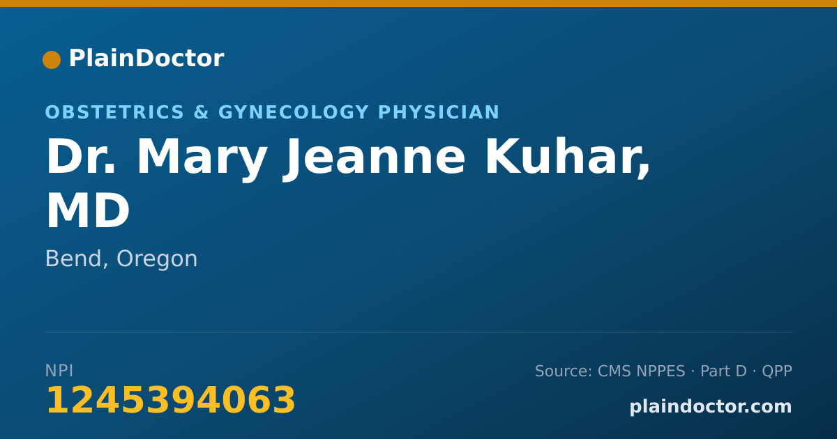 Shareable card for Mary Jeanne Kuhar, MD - Obstetrics & Gynecology Physician, Bend, OR