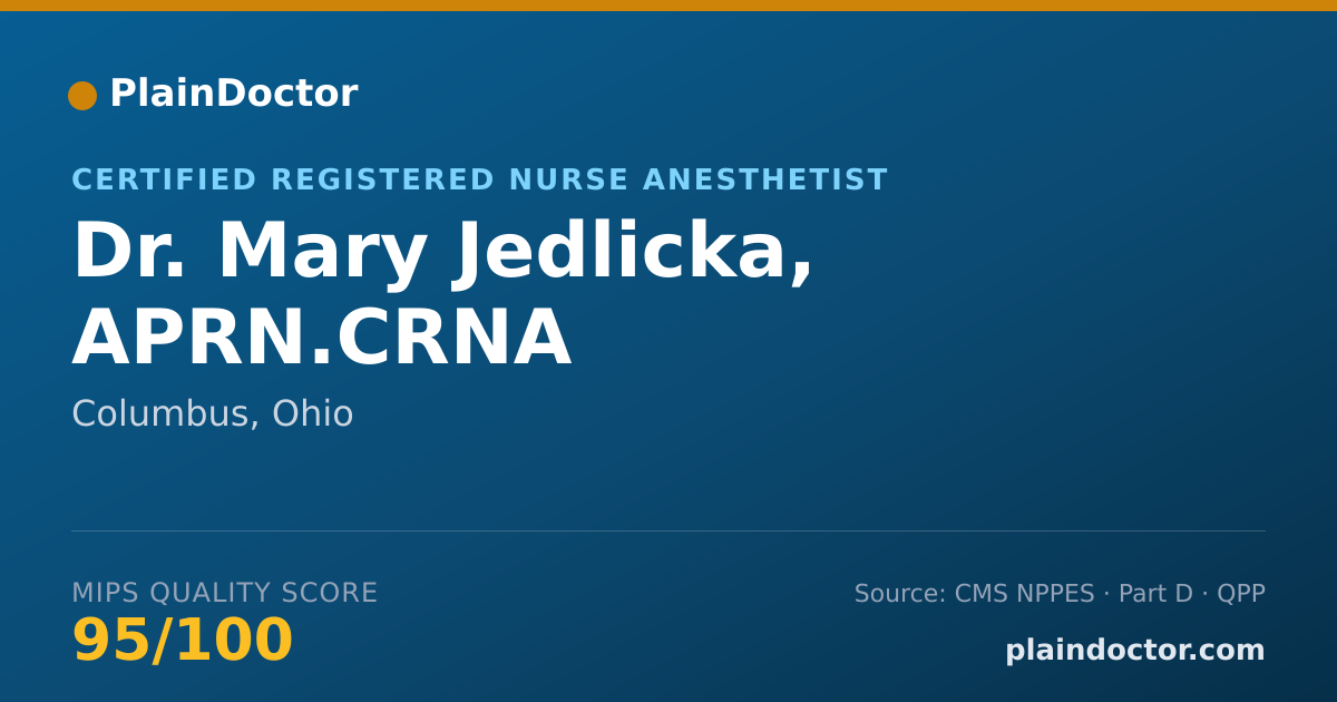 Shareable card for Mary Jedlicka, APRN.CRNA - Certified Registered Nurse Anesthetist, Columbus, OH