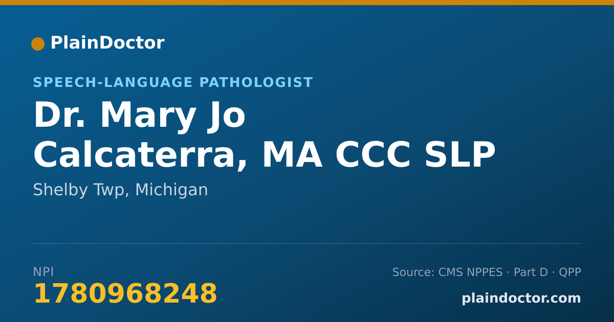 Shareable card for Mary Jo Calcaterra, MA CCC SLP - Speech-Language Pathologist, Shelby Twp, MI