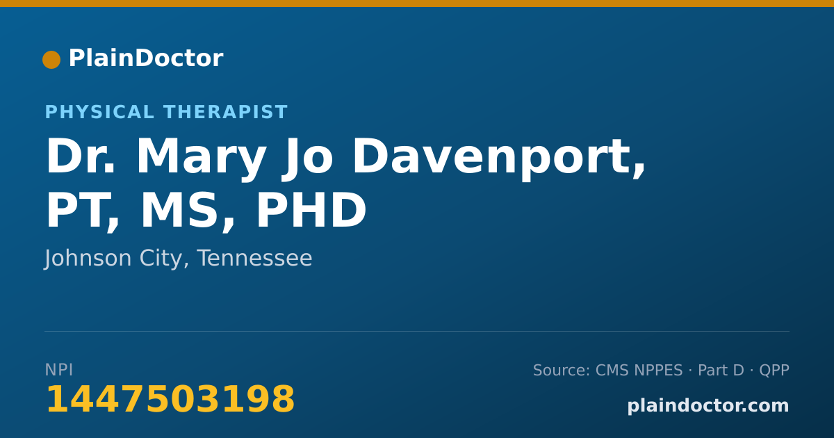 Shareable card for Mary Jo Davenport, PT, MS, PHD - Physical Therapist, Johnson City, TN