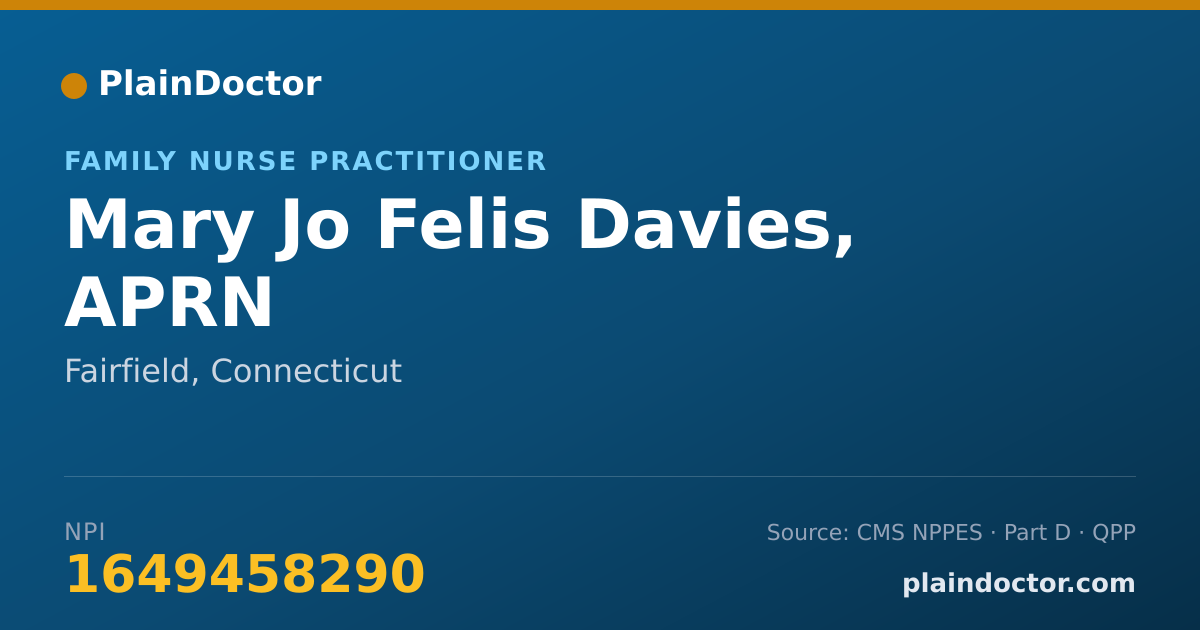 Shareable card for Mary Jo Felis Davies, APRN - Family Nurse Practitioner, Fairfield, CT