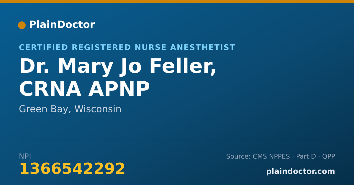 Shareable card for Mary Jo Feller, CRNA APNP - Certified Registered Nurse Anesthetist, Green Bay, WI