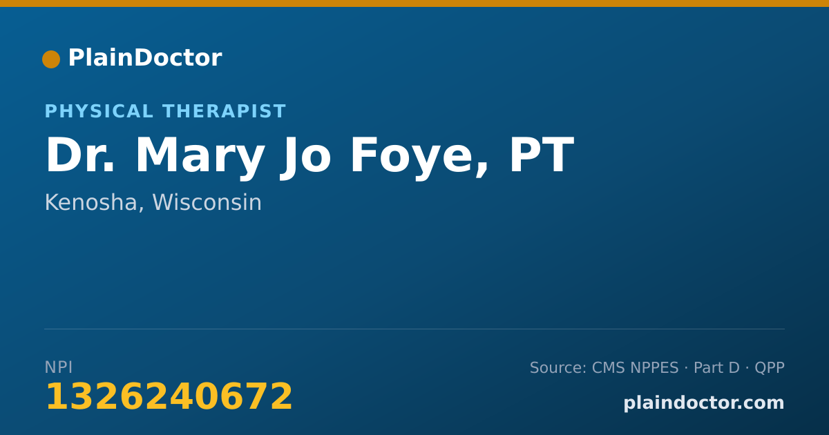 Shareable card for Mary Jo Foye, PT - Physical Therapist, Kenosha, WI